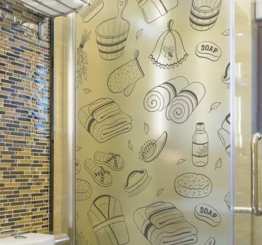 Douchedeur sticker ontspannende spa elementen - TenStickers