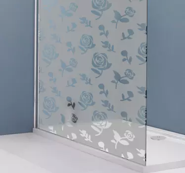 Douchedeur sticker rozenpatroon glas - TenStickers