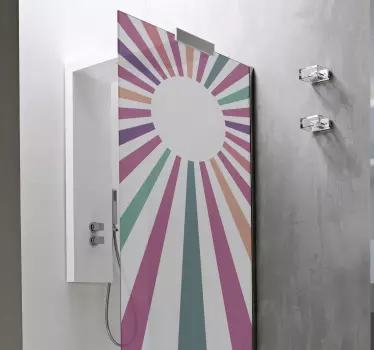 Douchedeur sticker stralende zonneburst stijl - TenStickers