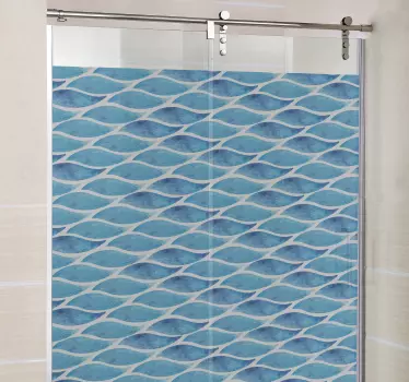 Douchewand sticker blauwe vissen - TenStickers