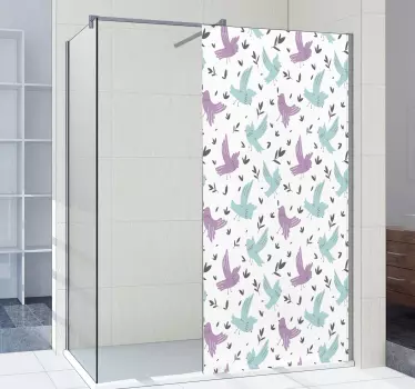 Douchedeur sticker vrolijk vogel motief - TenStickers