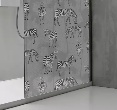 Douchedeur sticker zebra patroon motief - TenStickers