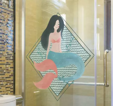 Douchedeur sticker zeemeermin grafisch ontwerp - TenStickers