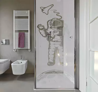 Douchewand sticker astronaut - TenStickers
