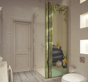 Douchewand stickers Zen zwarte stenen - TenStickers