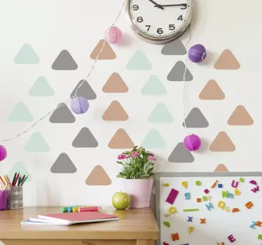 Pastel driehoekig patroon sticker geometrische vormen - TenStickers