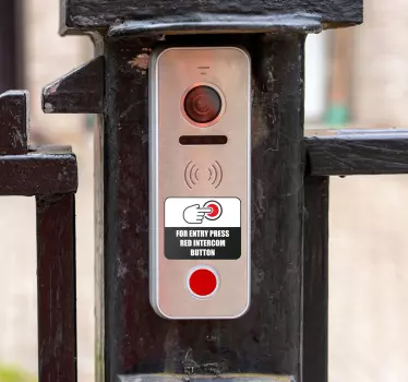 Druk op rode intercomknop Aanwijzingen sticker - TenStickers