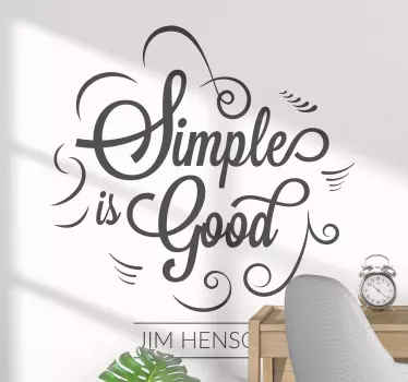 Eenvoudig is een goed citaat tekst zelfklevende sticker - TenStickers