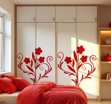 Elegante bloemensilhouet meubel sticker - TenStickers