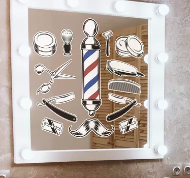 Fashion sticker barber tools collectie - TenStickers