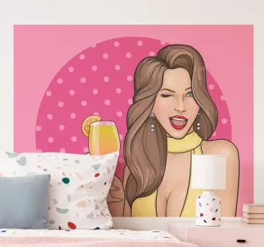 Fashion sticker charmante vrouw die knipoogt - TenStickers