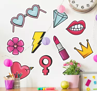 Fashion sticker feminine iconen collectie - TenStickers