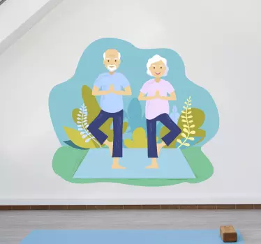 Fashion sticker ouderen yoga oefening - TenStickers