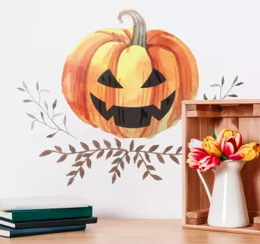 Halloween sticker Jack-o'-lantern pompoen - TenStickers