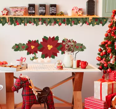 Kerst sticker feestelijk poinsettia motief - TenStickers