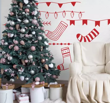Feestelijke vakantiepatronen kerst sticker - TenStickers