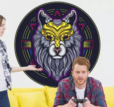 Game stickers Gaming neon wolf - TenStickers