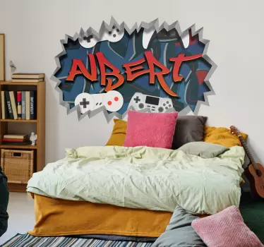 Gamer-graffiti Muursticker tienerkamer gepersonaliseerd - TenStickers