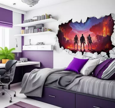 Gat in muur van videospel wereld muursticker - TenStickers