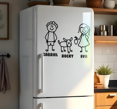 Gelukkig stel met hond gepersonaliseerd koelkast sticker - TenStickers