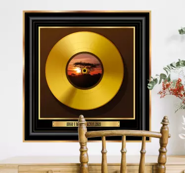 Gepersonaliseerde gouden plaat muziek sticker - TenStickers
