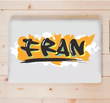 Edgy graffiti met naam laptop sticker - TenStickers