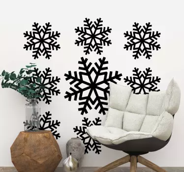 Gestileerde sneeuwvlokken arrangement kerst sticker - TenStickers