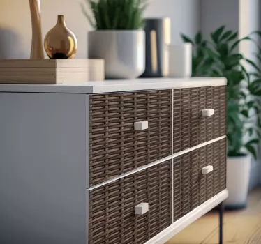 Gevlochten rattan structuur Meubelsticker - TenStickers
