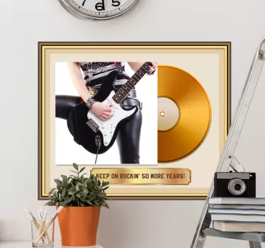 Gouden plaat met naam zelfklevende rock muursticker - TenStickers