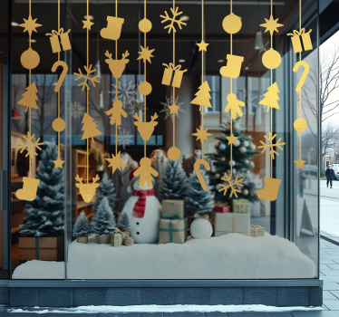 Hangende iconen kerst raamsticker - TenStickers