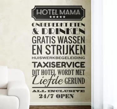 Hotel Mama Nederlands muursticker - TenStickers