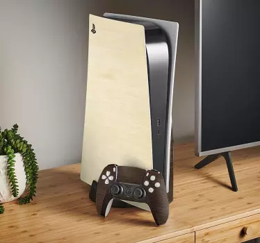 Hout textuur playstation 5 sticker - TenStickers
