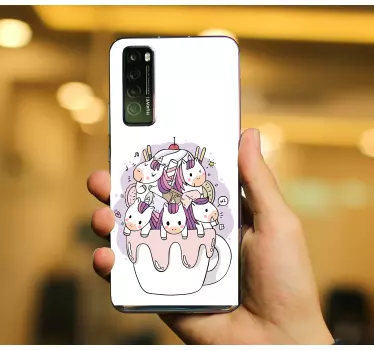 Huawei sticker eenhoorn cupcake verrassing - TenStickers
