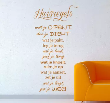 Huisregels tekst muursticker woonkamer - TenStickers