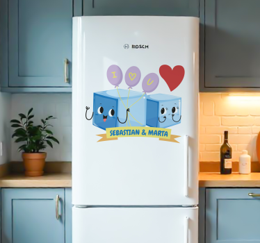 Ijsblokjes met jullie namen koelkast sticker - TenStickers