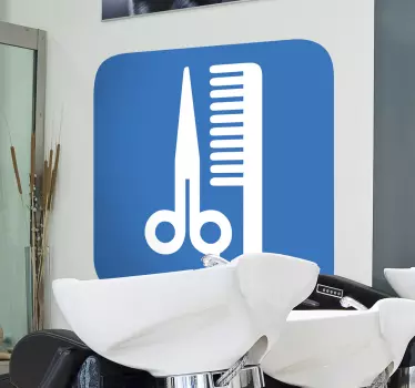 Kapper schaar kam sticker - TenStickers