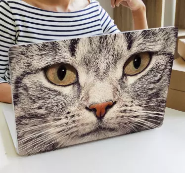Kattengezicht laptop huid - TenStickers