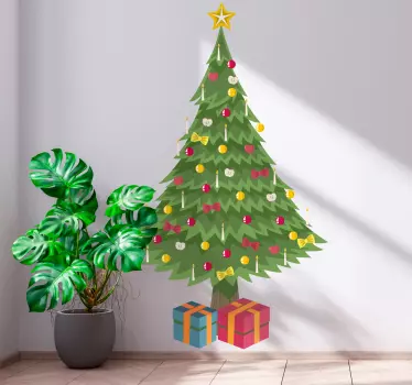 Kerst sticker stralende feestboom - TenStickers