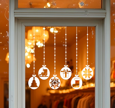 Kerstballen met symbolen etalage sticker - TenStickers
