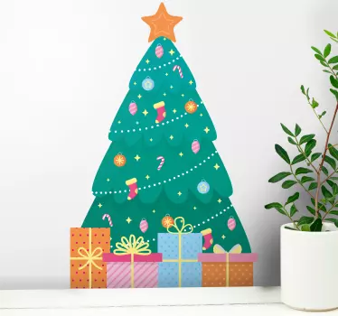 Kerstboomversiering feestdagen sticker - TenStickers