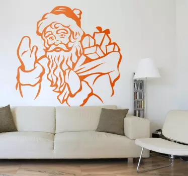 Kerstman zak met cadeautjes sticker - TenStickers