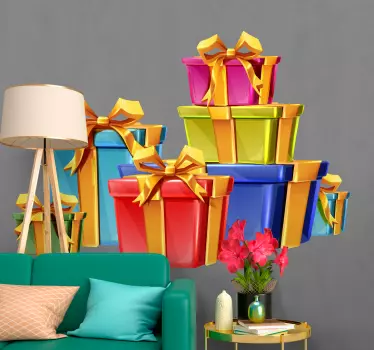 muursticker woonkamer Kerststickers Realistische kerstcadeaus - TenStickers