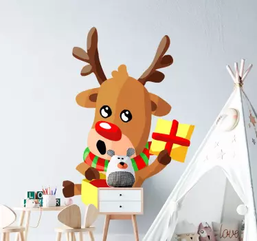 Kerststickers Schattig rendier - TenStickers