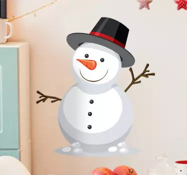 Kerststickers Sneeuwpop met armen uit - TenStickers