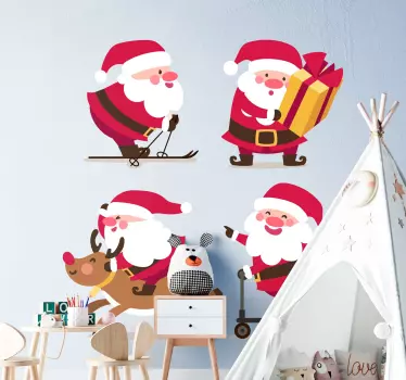Kerststickers Verschillende houdingen van de kerstman - TenStickers