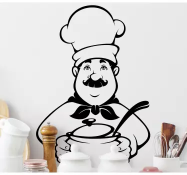 Keuken stickers Chef-kok zwart-wit ontwerp - TenStickers