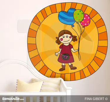 Kinderen meisje ballon sticker - TenStickers