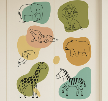 Kinderen savanne dieren meubel sticker - TenStickers