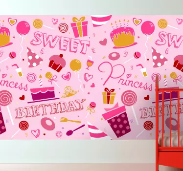 Kinderen verjaardag prinses sticker - TenStickers