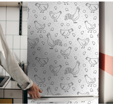 Kippenpatroon overlay Koelkast sticker - TenStickers